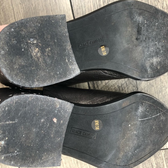 Metallic silver Vince Camuto Studded boots. Mid heel, bootie style - Picture 3 of 7